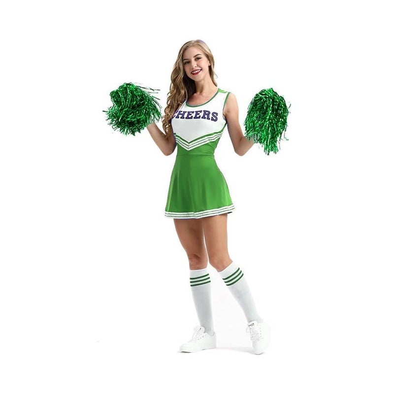 Hooshing 12PCS Green Pom Poms Cheerleading Metallic Foil Pompoms with Plastic Handles for Team Spirit Sports Dance Party - Image 3